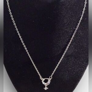 ELEGANT SILVER NECKLACE WITH MOON BLING AND HANGING STAR PENDANT